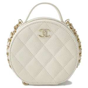 CHANEL Chain Bag Vanity Case Matelasse Caviar Skin White